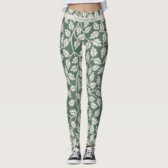 Custom Emerald Green Flower before wedding Leggings (Framsida)