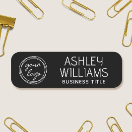 Custom Employee Name Logo Business Modern Black Namnbricka