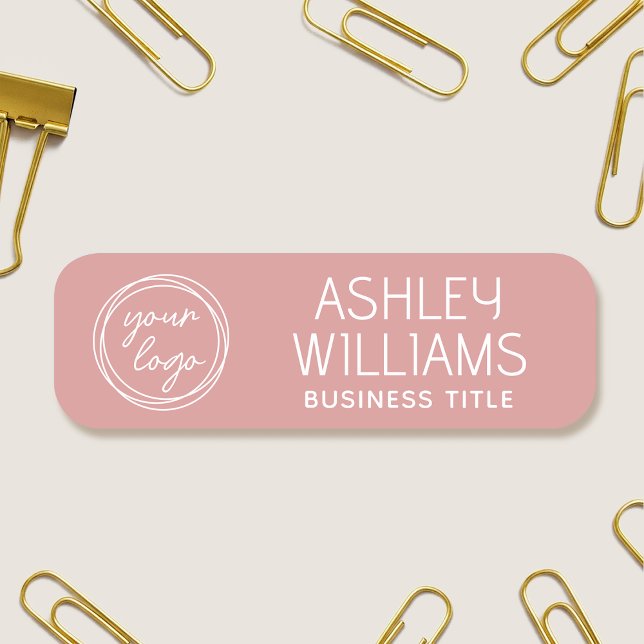 Custom Employee Name Logo Business Modern Pink Namnbricka (Skapare uppladdad)