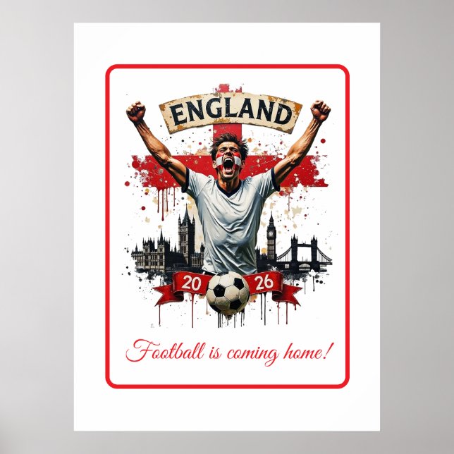 Custom England National Football Team Celebration Poster (Framsidan)