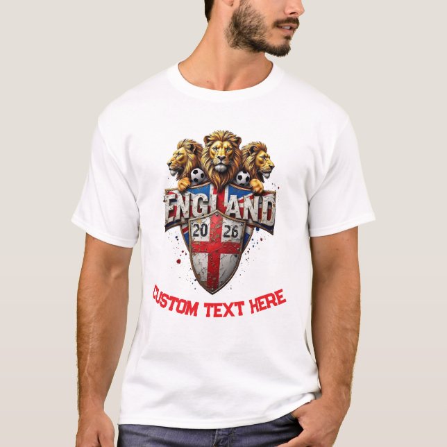 Custom England National Soccer Football Team Fan T Shirt (Framsida)