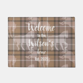 Custom Equestrian Tartan Family Welcome doormat
