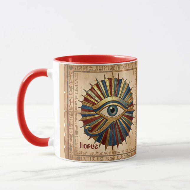 Custom Eye of Horus with Hieroglyphs Spiritual Mugg (Vänster)