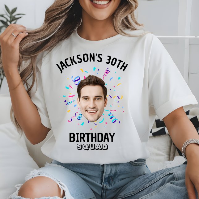 Custom Face 10th 20th 30th 40th 50 Birthday Squad T Shirt (Skapare uppladdad)