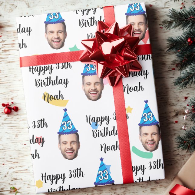 Custom Face 20th 30th 40th 50th 60th 70th Birthday Presentpapper (Skapare uppladdad)