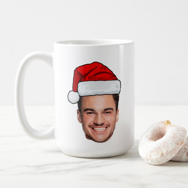 Custom Face Photo Santa Hat Christmas Kaffemugg (Med munk)