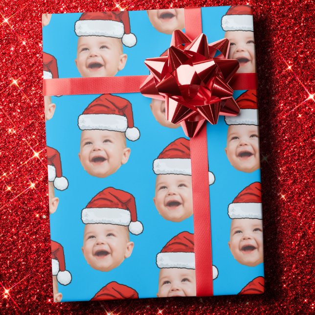 Custom Face Photo Santa Hat Christmas Presentpapper (Skapare uppladdad)