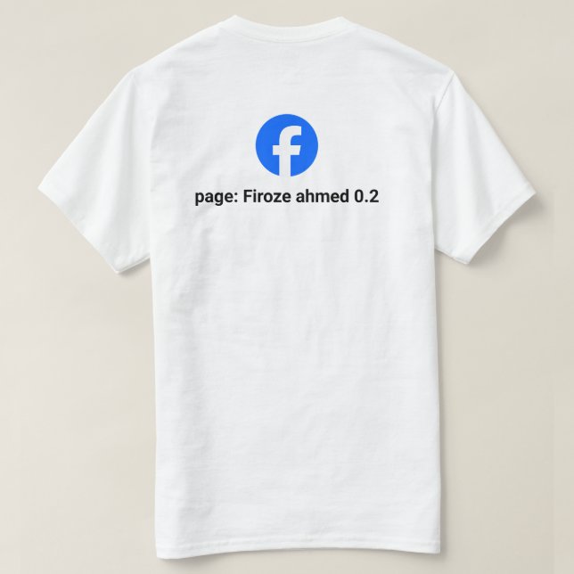 Custom Facebook Page Logo and Name Personalizable  T Shirt (Design baksida)