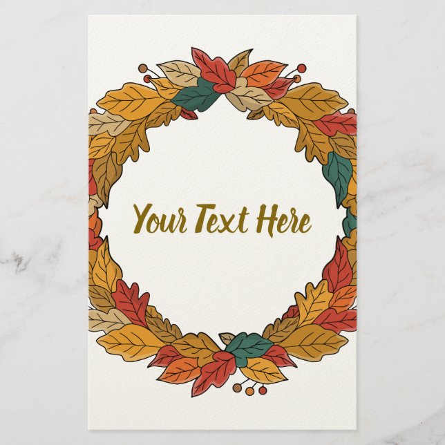 Custom Fall Leaf Wreath Circle Brevpapper (Framsida)