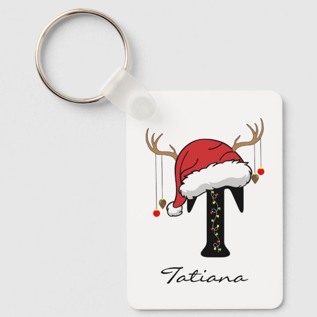 Custom Family Christmas Monogram Keychain for Her Nyckelring (Framsida)