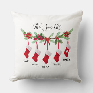 Custom Family Christmas Stocking Throw Pillow Kudde
