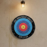 Custom Family Dartboard Personalized Name  Gift Darttavla<br><div class="desc">Create the perfect game-night centerpiece with this custom family dartboard. Personalize it with your family name and established year, making it a unique and meaningful gift for any darts lover. Ideal for man caves, home bars, game rooms, and family entertainment spaces, this personalized dartboard combines classic style with lasting quality....</div>