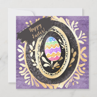 Custom Family Happy Easter Watercolour Egg Julkort
