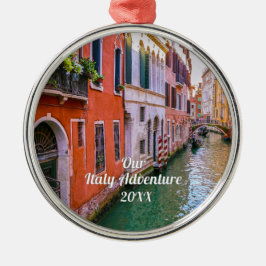 Custom Family Italy Trip Photo Julgransprydnad Metall