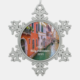 Custom Family Italy Trip Photo Snöflinga Pewter Julgransprydnad