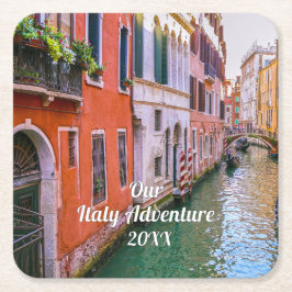 Custom Family Italy Trip Photo Underlägg Papper Kvadrat