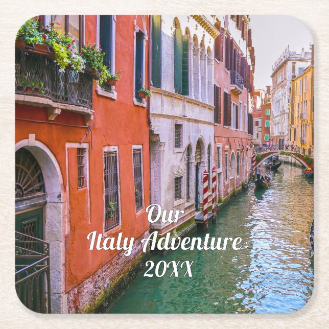 Custom Family Italy Trip Photo  Underlägg Papper Kvadrat (Framsidan)