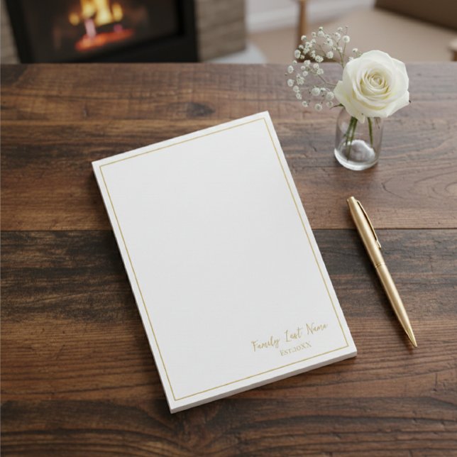 Custom Family Last Name Gold Border Post-it Notes Block (Skapare uppladdad)