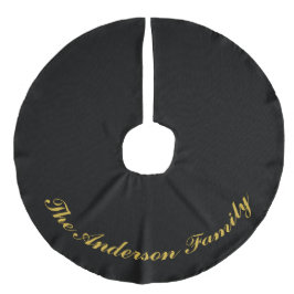 Custom Family Name Black Christmas Tree Skirt Julgransmatta Fusklinne