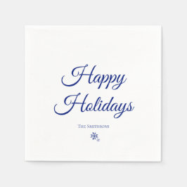 Custom Family Name Happy Holidays Snowflakes Pappersservett
