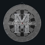 Custom Family Name Monogram Gray Darttavla<br><div class="desc">Gray background with monogram and family name in center of the board. Other colors available in the shop.</div>