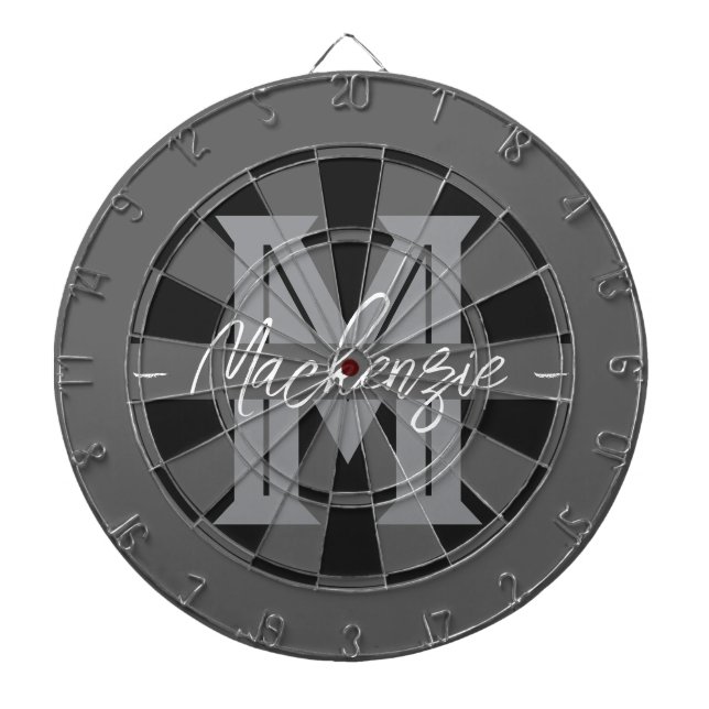Custom Family Name Monogram Gray Darttavla (Framsidan)