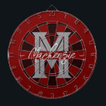 Custom Family Name Monogram Gray Darttavla<br><div class="desc">Gray background with monogram and family name in center of the board. Other colors available in the shop.</div>