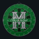 Custom Family Name Monogram Gray Darttavla<br><div class="desc">Gray background with monogram and family name in center of the board. Other colors available in the shop.</div>