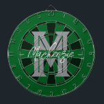 Custom Family Name Monogram Gray Darttavla<br><div class="desc">Gray background with monogram and family name in center of the board. Other colors available in the shop.</div>