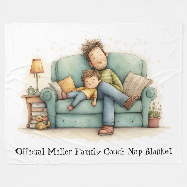 Custom Family Name Nap Blanket Fleecefilt (Framsidan (Horisontell))
