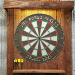 Custom Family Name Personalized Dartboards Darttavla<br><div class="desc">A dartboard is a popular recreational and competitive game that provides hours of fun for players of all ages and skill levels. Typically made from sisal fibers, cork, or electronic components, dartboards are designed to withstand the impact of darts while offering precise scoring zones. Standard dartboards feature a circular design...</div>