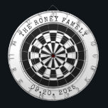 Custom Family Name Personalized Dartboards Darttavla<br><div class="desc">A dartboard is a popular recreational and competitive game that provides hours of fun for players of all ages and skill levels. Typically made from sisal fibers, cork, or electronic components, dartboards are designed to withstand the impact of darts while offering precise scoring zones. Standard dartboards feature a circular design...</div>