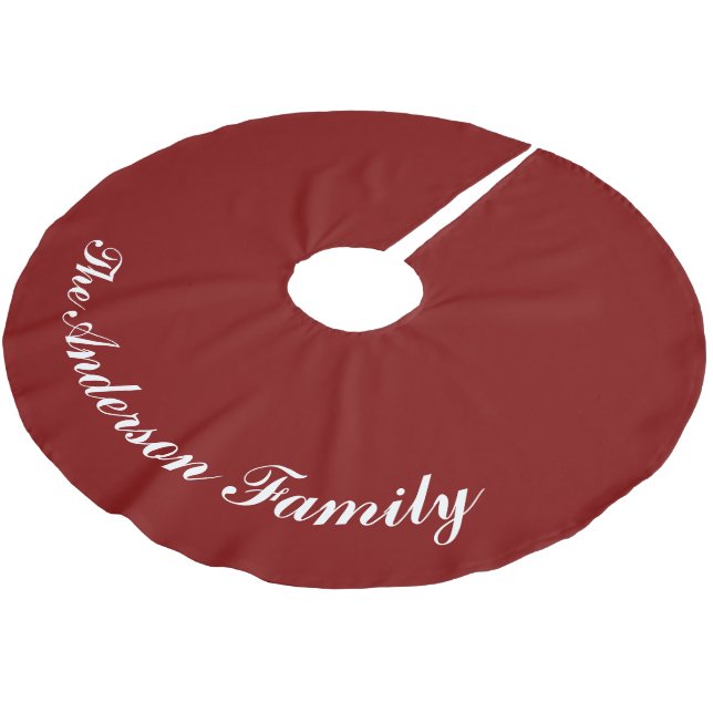 Custom Family Name Red Christmas Tree Skirt Julgransmatta Borstad Polyester (Vinklad)