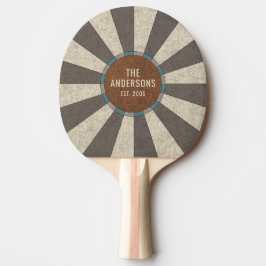 Custom Family Name Vintage Retro Sunburst  Pingisracket