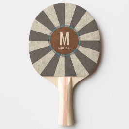 Custom Family Name Vintage Retro Sunburst  Pingisracket