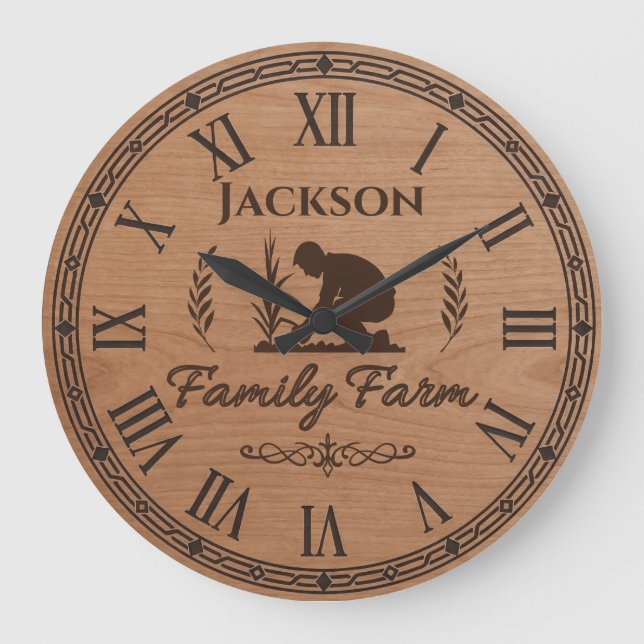 Custom Family Name Wall Clock – Family Farm  Stor Klocka (Framsida)