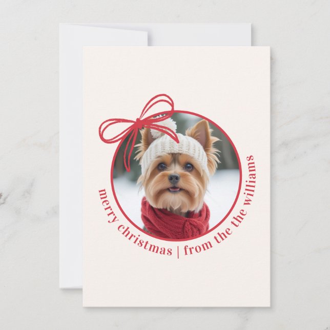 Custom Family Pet Photo Merry Christmas Julkort (Framsida)