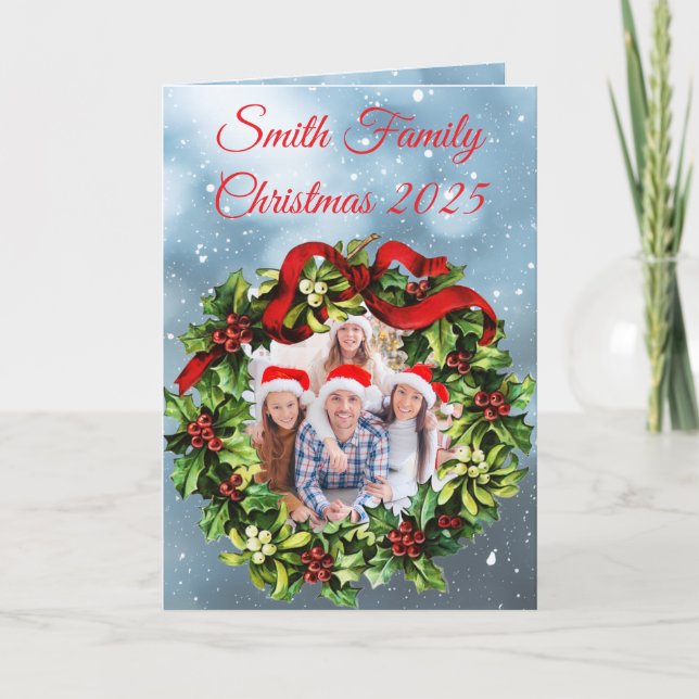 Custom Family Photo Christmas Card Kort (Framsida)