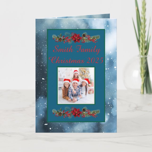 Custom Family Photo Christmas Card Kort (Framsida)