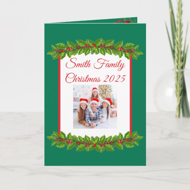 Custom Family Photo Christmas Card Kort (Framsida)