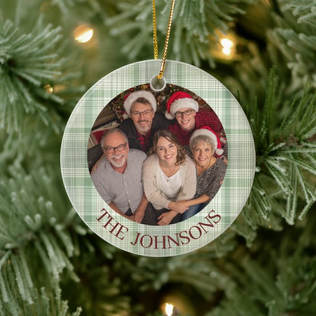 Custom Family Photo Christmas Ceramic Ornament  (Träd)