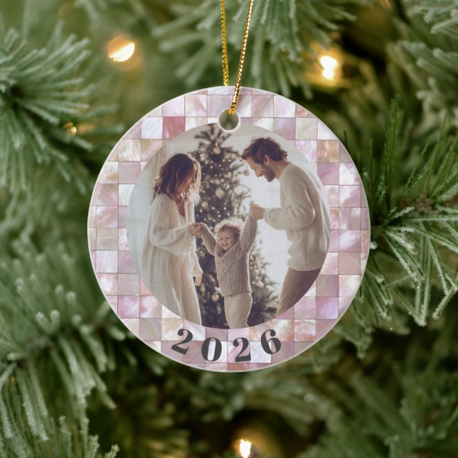 Custom Family Photo Christmas Ceramic Ornament  (Träd)