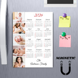 Custom Family Photo Collage 2026 Calendar Magnet