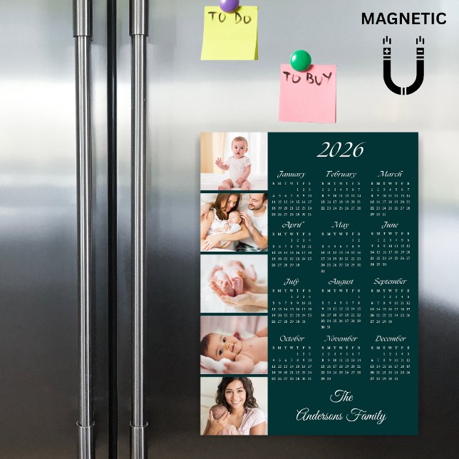 Custom Family Photo Collage 2026 Calendar Magnet (Skapare uppladdad)