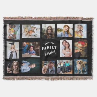 Custom Family Photo Collage Throw Blanket - 14 Pic Filt