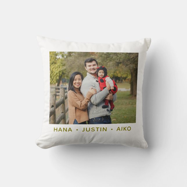 Custom Family Photo Double Sided  Throw Pillow Kudde (Framsida)