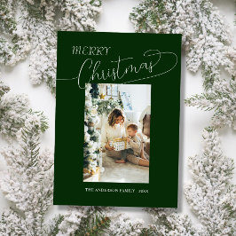 Custom family photo elegant merry christmas Card Julkort