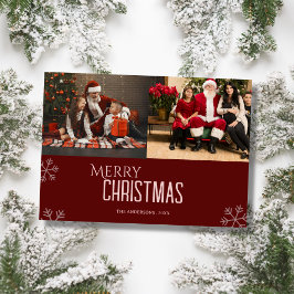 Custom family photo elegant modern christmas Card Julkort