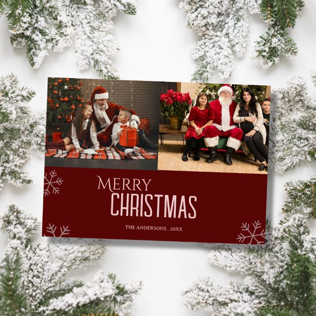 Custom family photo elegant modern christmas Card Julkort (Skapare uppladdad)