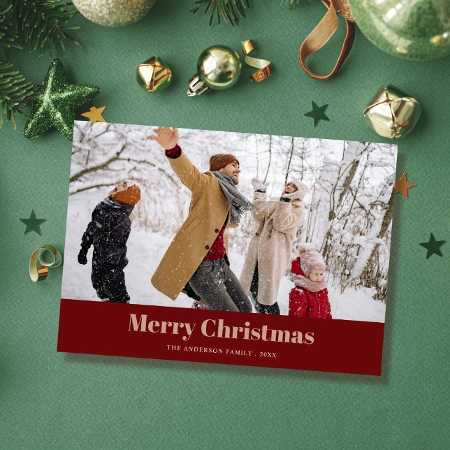 Custom family photo elegant modern christmas  Card Julkort (Skapare uppladdad)